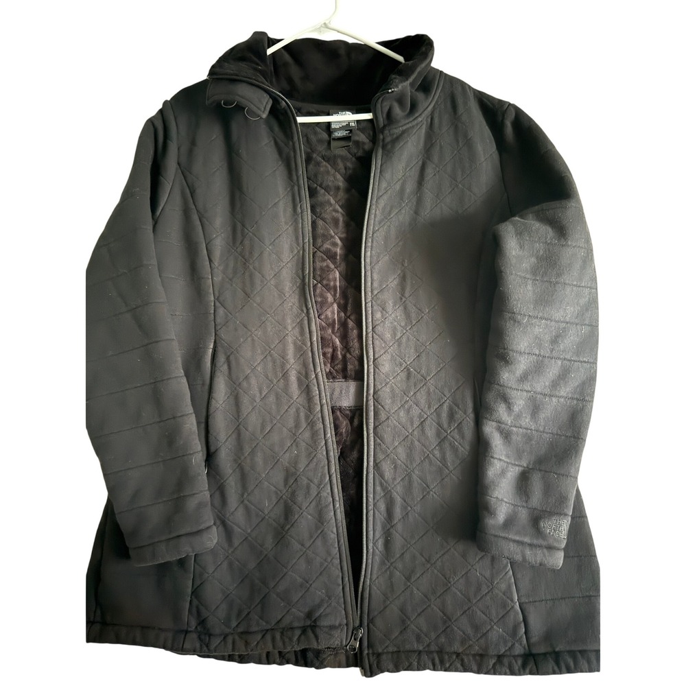 The North Face Womens XXL Black Quilted Fleece Lined Full Zip Jacket Coat